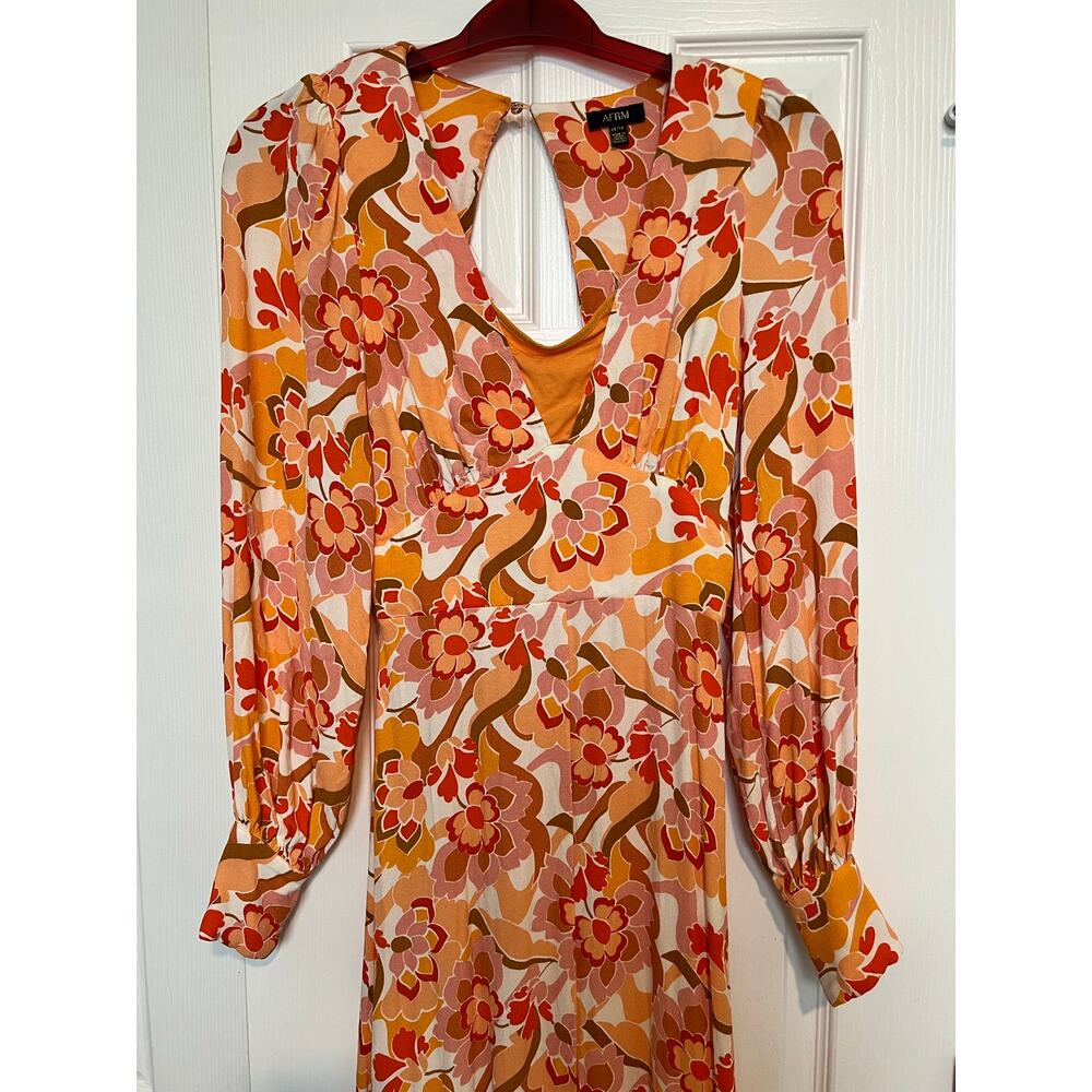 AFRM Shiloh Floral Open Back Long Sleeve Maxi Dress XS - Picture 2 of 10